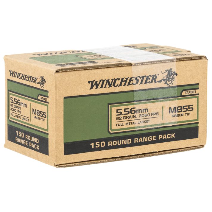 Winchester Ammo WM855150 USA M855 Green Tip 5.56x45mmNATO 62gr Full Metal Jacket 150 Per Bx/4 Case *Value Pack