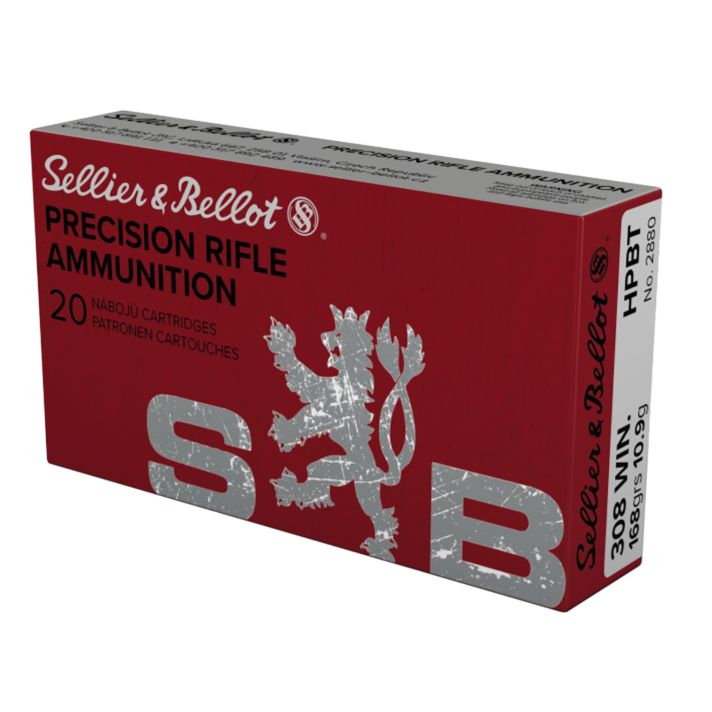 Sellier & Bellot SB308G Rifle308Win 168gr Hollow Point Boat Tail 20 Per Box/25 Case