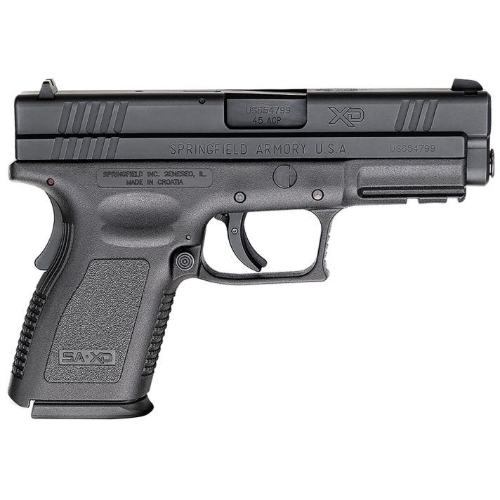 Springfield Armory XD9645 XD *CA Compliant Compact Frame 45 ACP 10+1, 4" Black Melonite Steel Barrel, Black Melonite Serrated Steel Slide, Black Polymer Frame w/Picatinny Rail