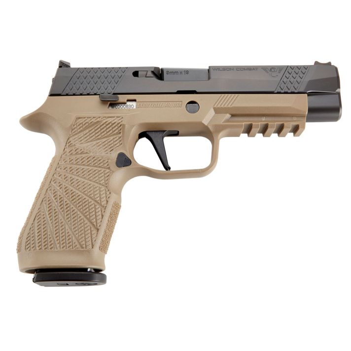 Wilson Combat SIGWCP320F9TATC P3209mm Luger 4.70" 17+1 Tan Black DLC Steel Tan Polymer Grip Action Tune with Curved Trigger