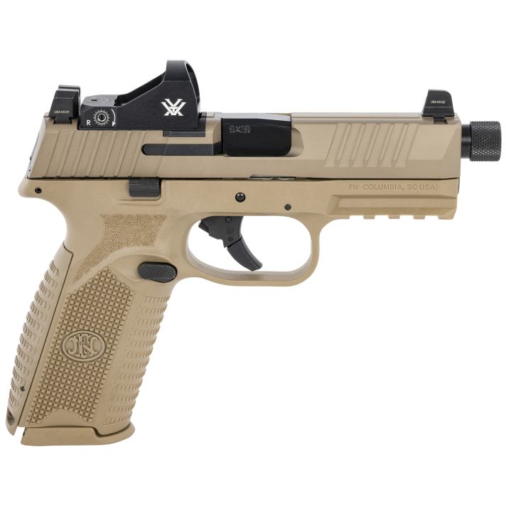 FN 66100847 509 Tactical 9mm Luger 10+1 4.50" Threaded Barrel, Flat Dark Earth Polymer Frame w/Mounting Rail, Optic Cut FDE Stainless Steel Slide,No Manual Safety, Includes Viper Red Dot