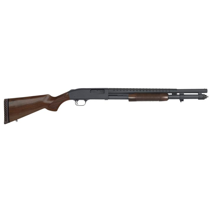Mossberg 52150 590 Retrograde 12 Gauge Pump 3" 8+1 20" Matte Blued Heat Shield Barrel, Matte Blued Drilled & Tapped Receiver,Fixed Walnut Stock