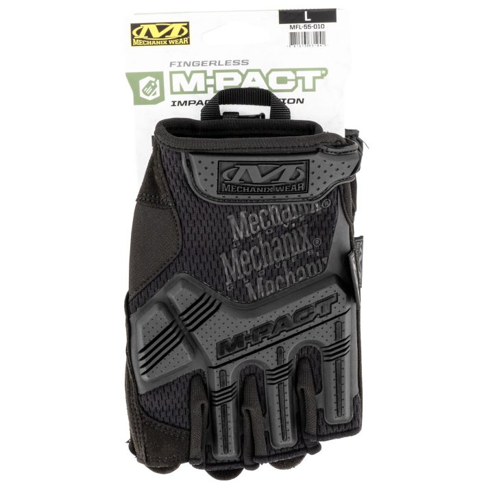 Mechanix Wear MFL55010 M-Pact Covert Black Fingerless Synthetic Leather Large TPR Closure