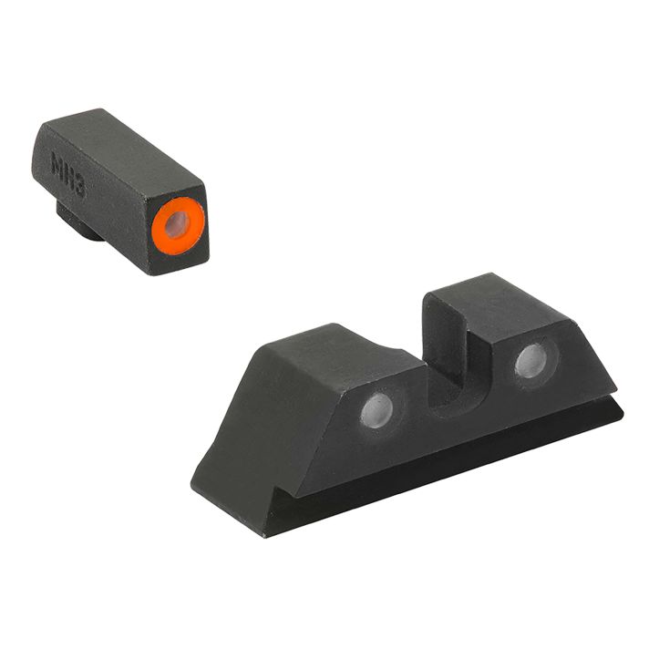 Meprolight USA 402243131 Hyper-Bright Sight Set Green Tritium Orange Outline Front Sight-Green Tritium Black Outline Rear Sight Glock 17/17L/19/22
