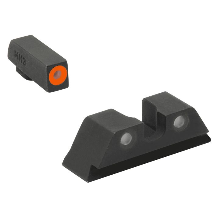 Meprolight USA 402243137 Hyper-Bright Sight Set Green Tritium Orange Outline Front Sight-Green Tritium Black Outline Rear Sight Glock 17/17L/19/22