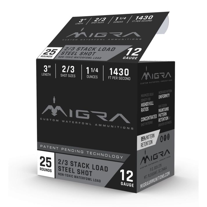 Migra Ammunitions M12S23 Staxd12Gauge 3" 1 1/4oz 2/3Shot 25 Per Box/10 Case