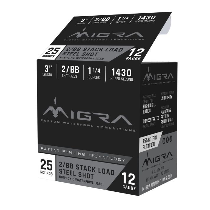 Migra Ammunitions M12S2BB Staxd12Gauge 3" 1 1/4oz 2/BBShot 25 Per Box/10 Case