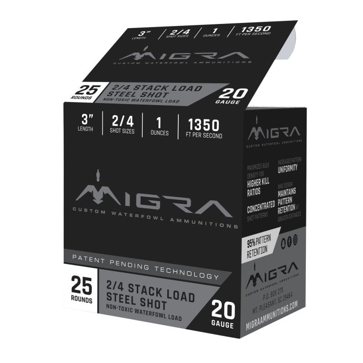 Migra Ammunitions M20S24 Combinational20Gauge 3" 1oz 2/4Shot 25 Per Box/10 Case