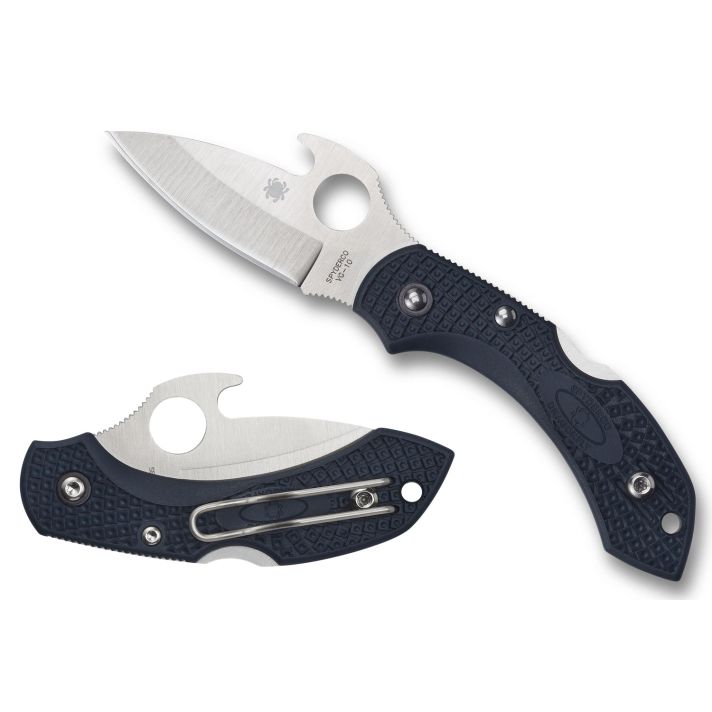 Spyderco C28PGYW2 Dragonfly 22.28" Folding Drop Point Plain VG-10 SS Blade Gray Bi-Directional Texturing FRN Handle Includes Pocket Clip