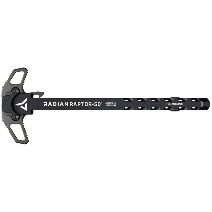 Radian Weapons R0561 Raptor SD Ambi Charging Handle, Radian Gray, Gas Ported Shaft, Fits Mil-Spec AR-15/M16 Platform