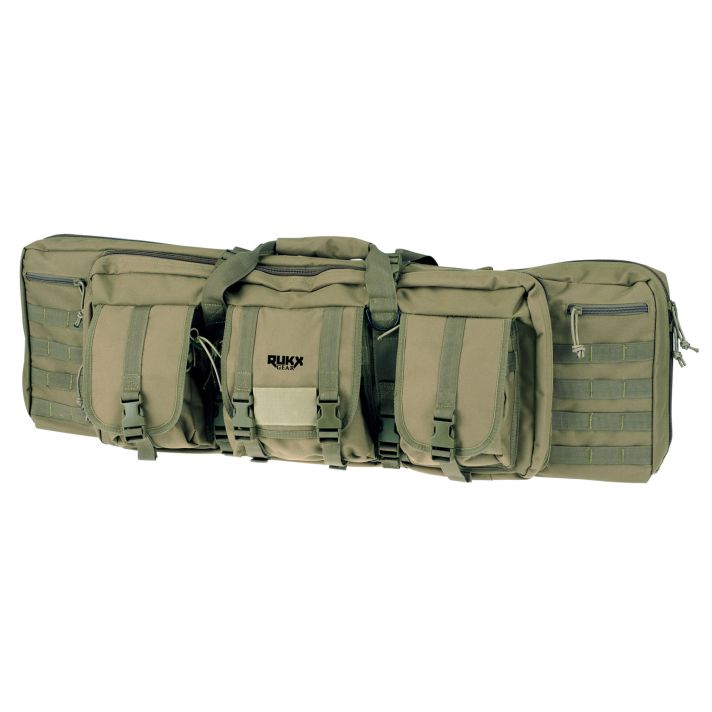 Rukx Gear ATICT36DGG Tactical Double Gun Case 36" Water Resistant Green 600D Polyester w/ Non-Rust Zippers Reinforced Velcro & Adjustable Back Straps