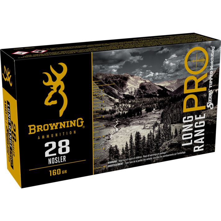 Browning Ammo B192500281 Long Range Pro28Nosler 160gr Sierra MatchKing BTPT 20 Per Box/10 Case