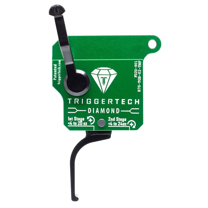 TriggerTech R70TGB02TNF DiamondTwo-Stage Flat Clean Trigger with 0.50-2.80 lbs Draw Weight & Green w/Black Parts Finish for Remington 700 Right