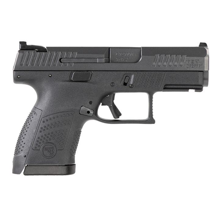 CZ-USA 91560 P-10 S9mm Luger 12+1 3.50" Black Steel Barrel, Black Nitride Serrated Steel Slide, Black Polymer Frame w/Picatinny Rail, Black Interchangeable Backstrap Grip, Ambidextrous