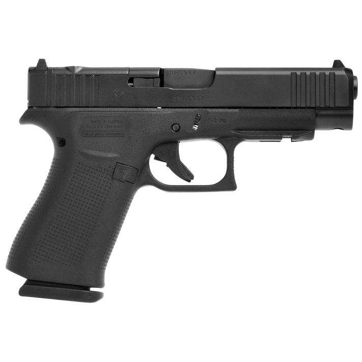 Glock PA4850201FRMOS G48 Gen5 MOS Compact Slim 9mm Luger 10+1 4.17" Black GMB Barrel, Black nDLC MOS Cut/Serrated Slide, Black Polymer Frame w/Beavertail, Black Textured Polymer Grips