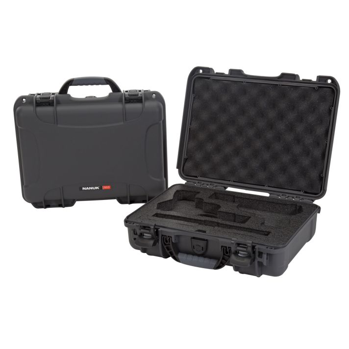 Nanuk 910CLASG7 910 Classic 2 Up Pistol Case Graphite Polymer w/ Latches & Closed-Cell Foam Padding 13.20" L x 9.20" W x 4.10" H Interior Dimensions