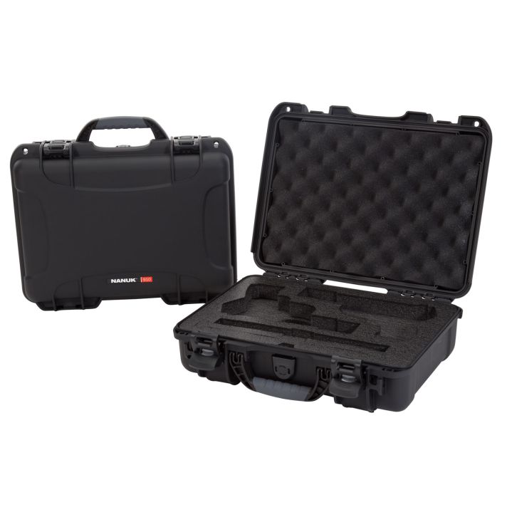 Nanuk 910CLASG1 910 Classic 2 Up Pistol Case Black Polymer w/ Latches & Closed-Cell Foam Padding 13.20" L x 9.20" W x 4.10 " H Interior Dimensions