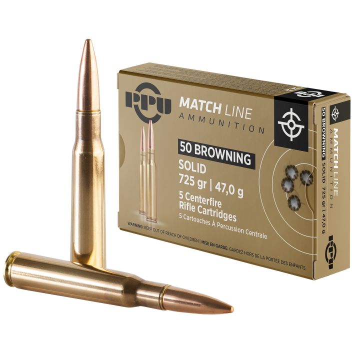 PPU PPM50 Match50BMG 725gr Full Metal Jacket Solid 5 Per Box/20 Case