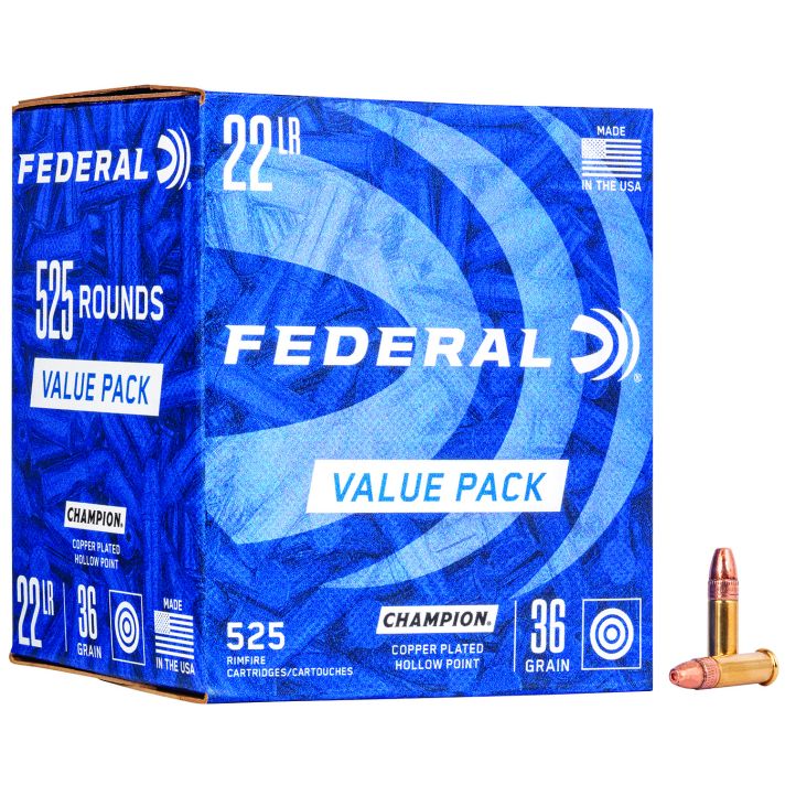 Federal 745 Champion Training Value Pack 22LR 36gr Copper Plated Hollow Point 525 Per Box/10 Case