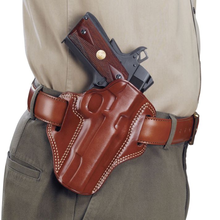 Galco CM800 Combat MasterOWB Tan Leather Belt Slide Compatible w/ Glock 43/43X, SpringfieldHellcat Belt 1.75" Wide Right Hand