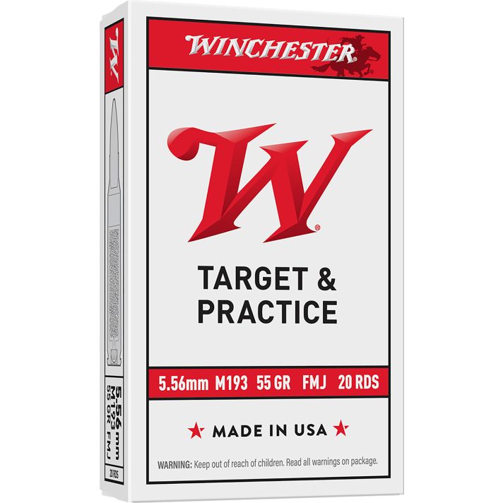 Winchester Ammo WM193K USA M193 5.56x45mmNATO 55gr Full Metal Jacket Lead Core 20 Per Box/50 Case