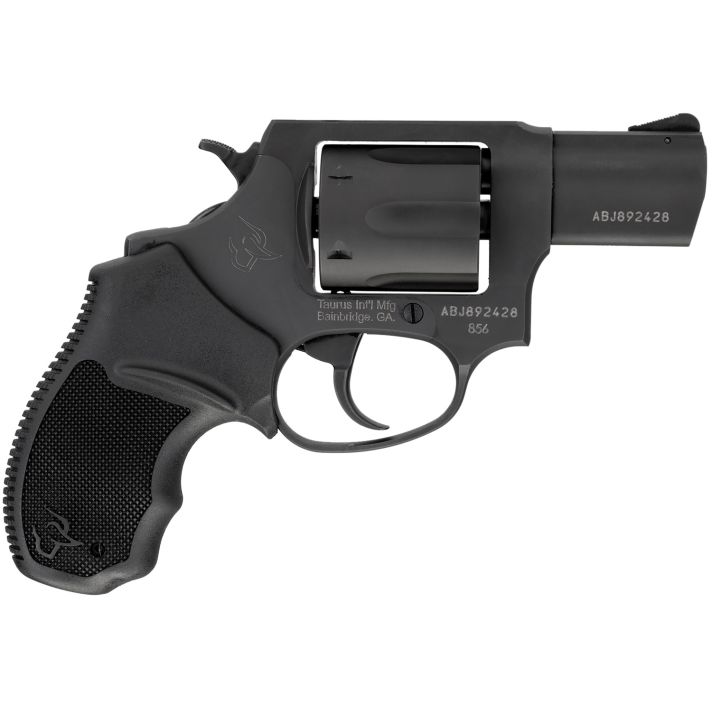 Taurus 285621 856 *CA Compliant Small Frame 38 Special 6rd 2" Matte Black Carbon Steel Barrel, Cylinder & Frame, Black Finger Groove Rubber Grip, Transfer Bar Safety