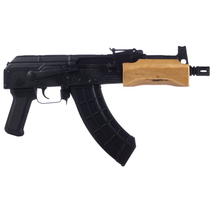 Century Arms HG2137N Draco Mini 7.62x39mm 30+1 7.75" Black Threaded Barrel, Black Steel Stamped Metal Receiver, Black Polymer Grip, Wood Handguard, Right Hand
