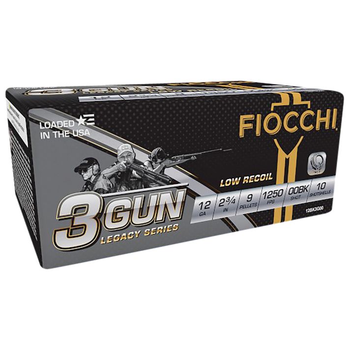 Fiocchi 12BK3G00 3-Gun Match Legacy Series 12Gauge 2.75" 9Pellets 00Buck Shot 10 Per Box/25 Case
