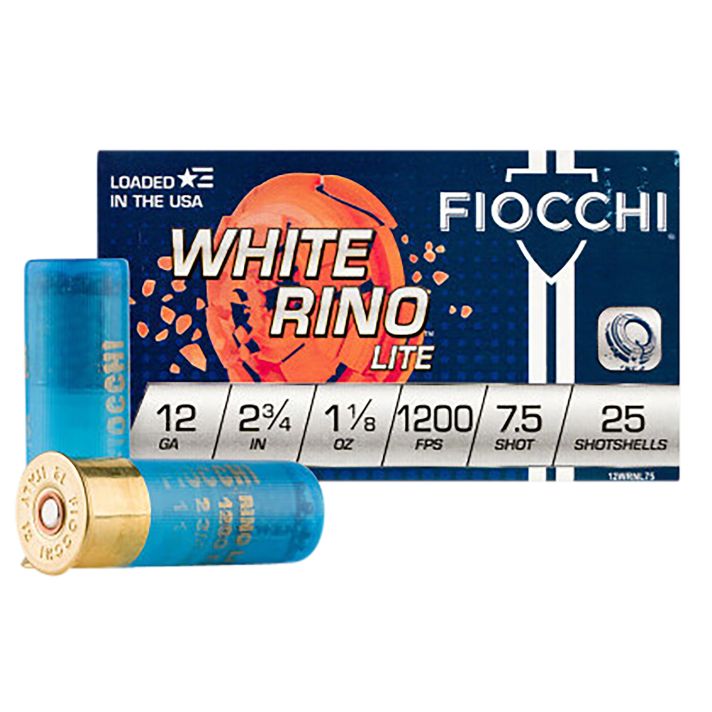 Fiocchi 12WRNL75 Exacta Target White Rino Lite 12Gauge 2.75" 1 1/8oz 7.5Shot 25 Per Box/10 Case