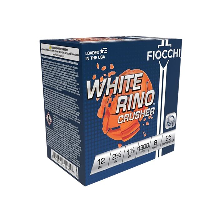 Fiocchi 12WRCRS8 Exacta Target White Rino Crusher 12Gauge 2.75" 1 1/8oz 8Shot 25 Per Box/10 Case