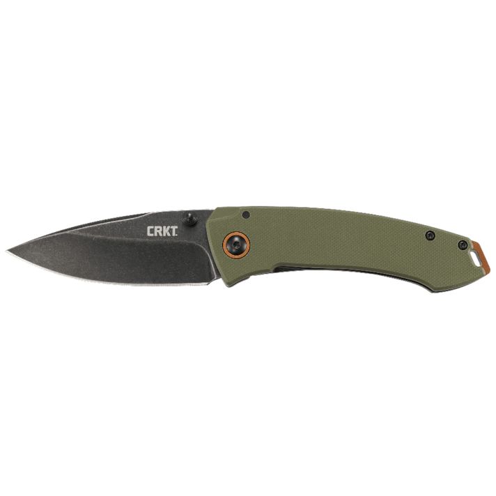 CRKT 2520 Tuna3.22" Folding Plain Stonewashed 8Cr14MoV SS Blade Black/Green G10/SS Handle Includes Pocket Clip