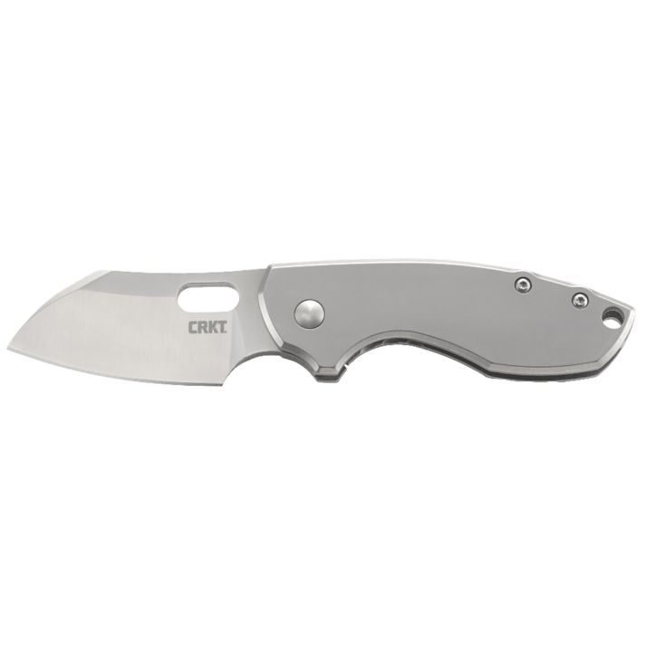 CRKT 5311 Pilar2.40" Folding Plain Satin 8Cr13MoV SS Blade/Bead Blasted Stainless Steel Handle Includes Pocket Clip