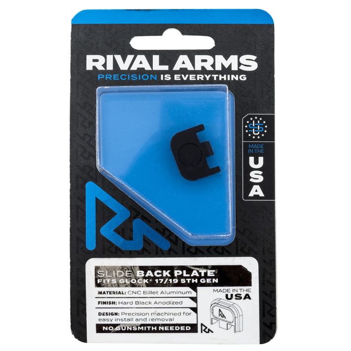 Rival Arms RA43G004A Slide Back Cover PlateDouble Stack Black Anodized Aluminum for Glock 17/19 Gen5