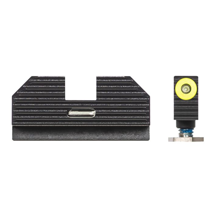 Night Fision GLK001010YGXG Official Costa Ludus Night SightsGreen Tritium Yellow Outline Front Sight-Green Tritium Bar Rear Sight Glock 17/17L/17MOS/19