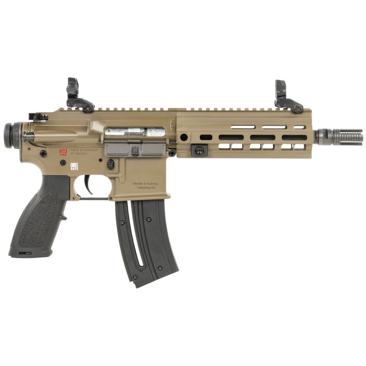 HK 81000530 416Sports South Exclusive 22 LR 20+1 8.50" Black Steel Threaded Barrel, Flat Dark Earth Aluminum w/M-LOK & Picatinny Rail Receiver, Black Polymer Grip, Right Hand