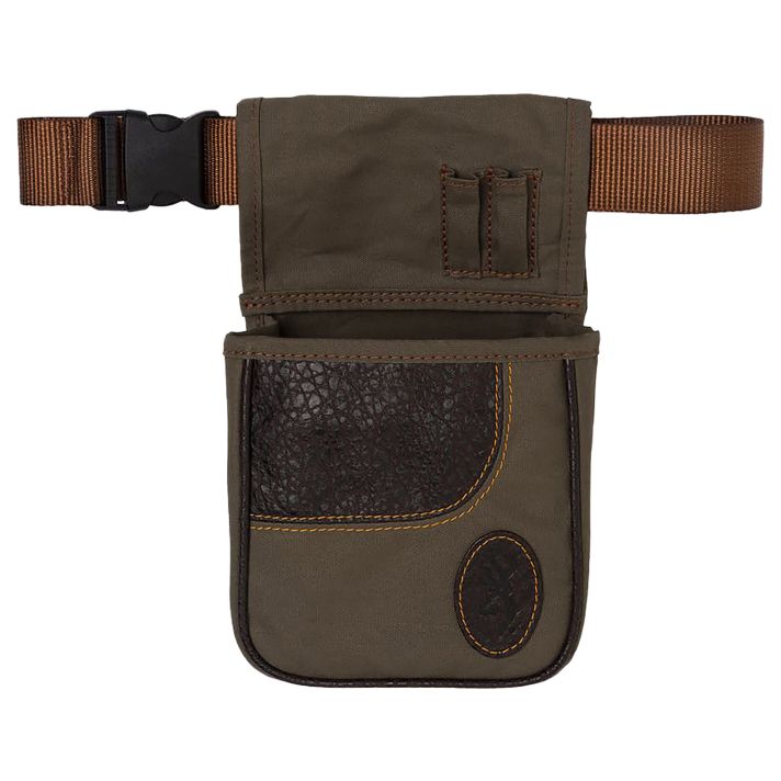 Browning 121504843 Laredo Shell Pouch Olive Canvas/Leather Belt Mount