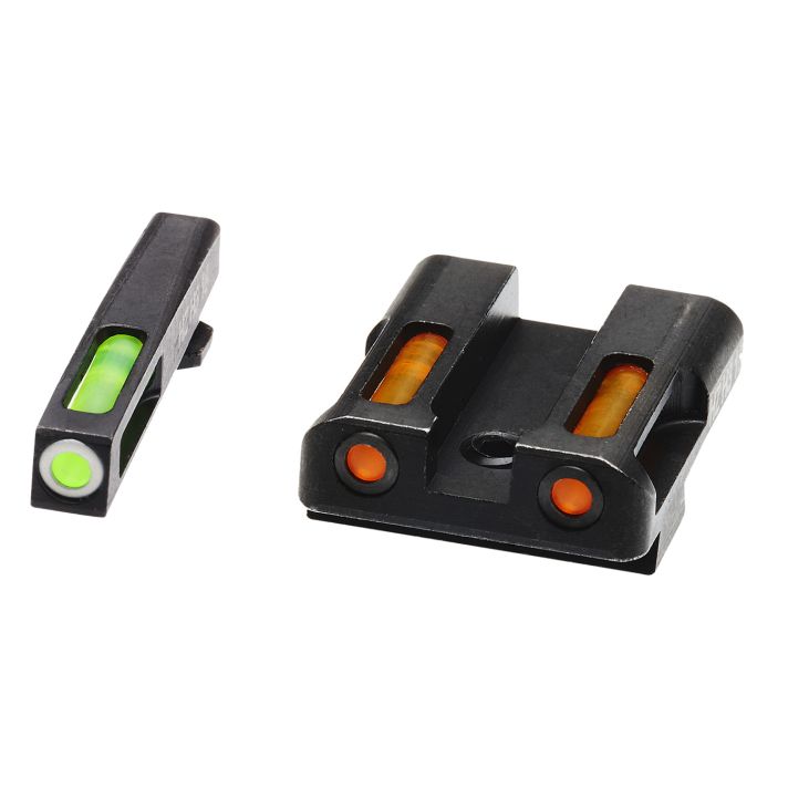 HiViz GLN429 LiteWave H3 Sight Set for Glock Green Tritium White Outline Front Sight-Orange Fiber Optic Rear Sight