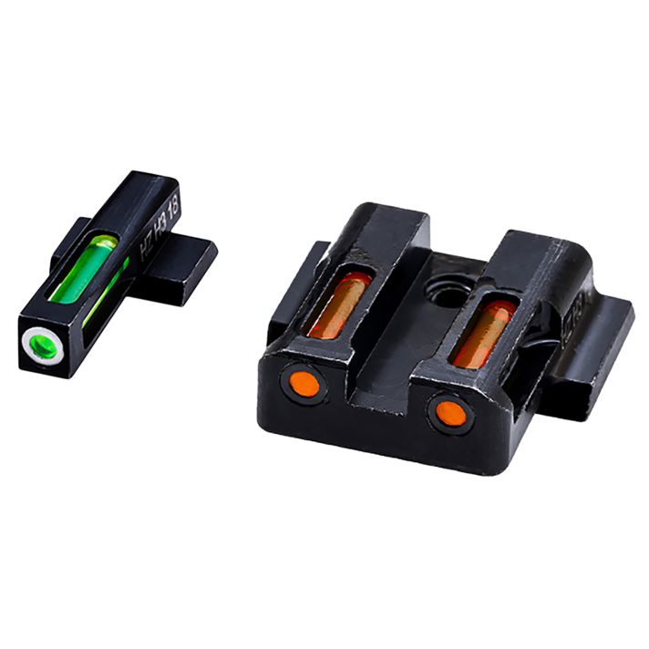 HiViz MPSN421 LiteWave H3 Sight Set for S&W Shield Green Tritium White Outline Front Sight-Orange Fiber Optic Rear Sight