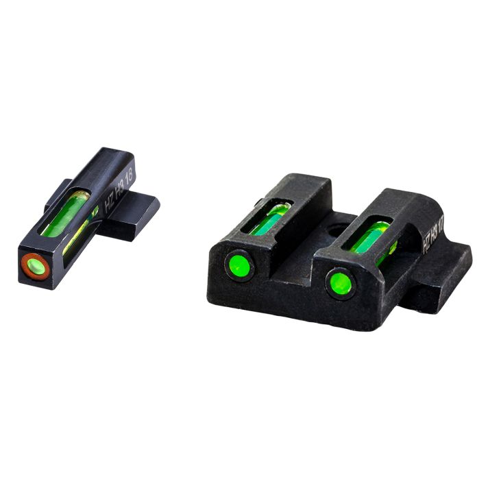 HiViz MPSN521 LiteWave H3 Sight Set for S&W Shield Green Tritium Orange Outline Front Sight-Green Fiber Optic Rear Sight