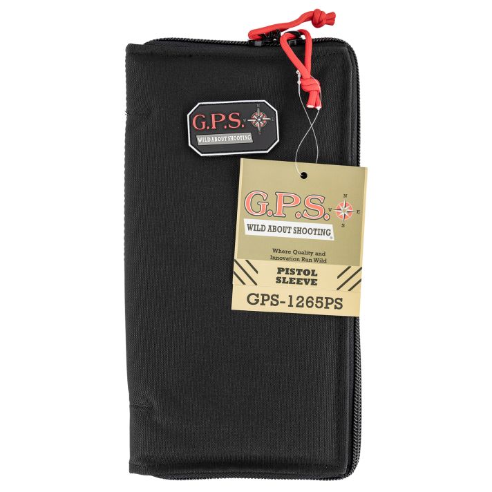GPS Bags 1265PS Pistol SleeveLarge Black Nylon with Locking Zippers & Thin Design Holds 1 Handgun
