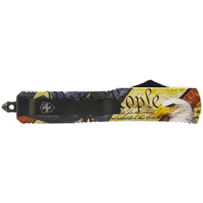 Templar Knife SEG332 Gen II Eagle Small 2.69" OTF Drop Point Plain Powder Coated 440C SS Blade, 4.31" Eagle w/"We The People" Aluminum Handle, Glass Breaker