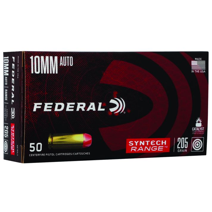 Federal AE10SJ1 Syntech Range 10mmAuto 205gr Total Syntech Jacket Flat Nose 50 Per Box/10 Case