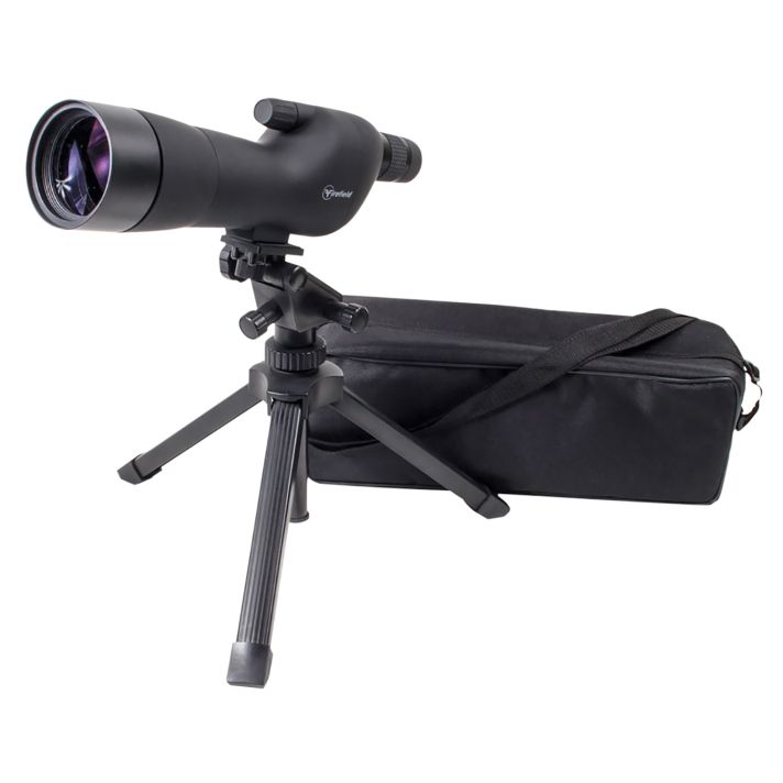 Firefield FF11018K Spotting Scope Kit 20-60x 60mm Black Rubber Armor Angled Body BaK-4 Roof Prism & Straight Eye Piece