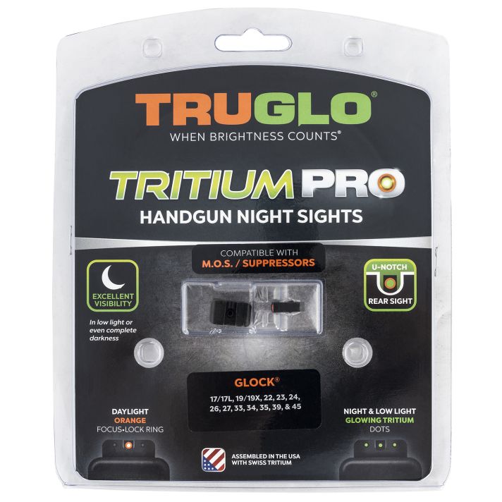 TruGlo TG231G1MC Tritium ProBlack | Green Tritium Orange Outline Front Sight Green Tritium Rear Sight