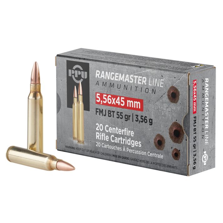 PPU PPRM5561 Rangemaster5.56x45mmNATO 55gr Full Metal Jacket Boat Tail 20 Per Box/50 Case