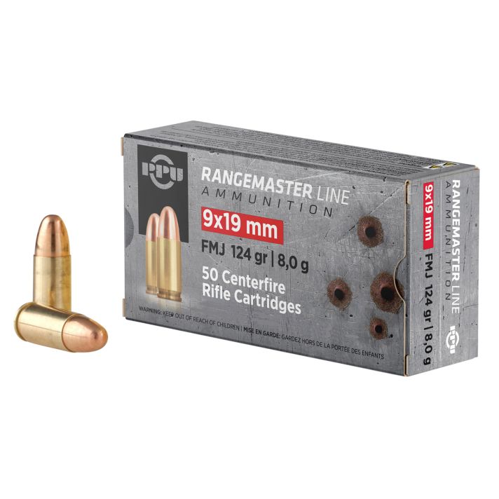 PPU PPRM9M Rangemaster9mmLuger 124gr Full Metal Jacket 1000/Box