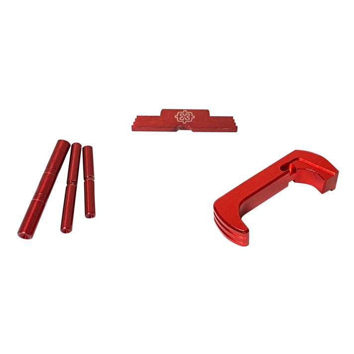 Cross Armory CRG5OKRD 3 Piece KitExtended Compatible w/ Glock 26 Gen5 Compatible w/Glock 17/19/26/34 Gen5 Red Anodized Steel/Aluminum