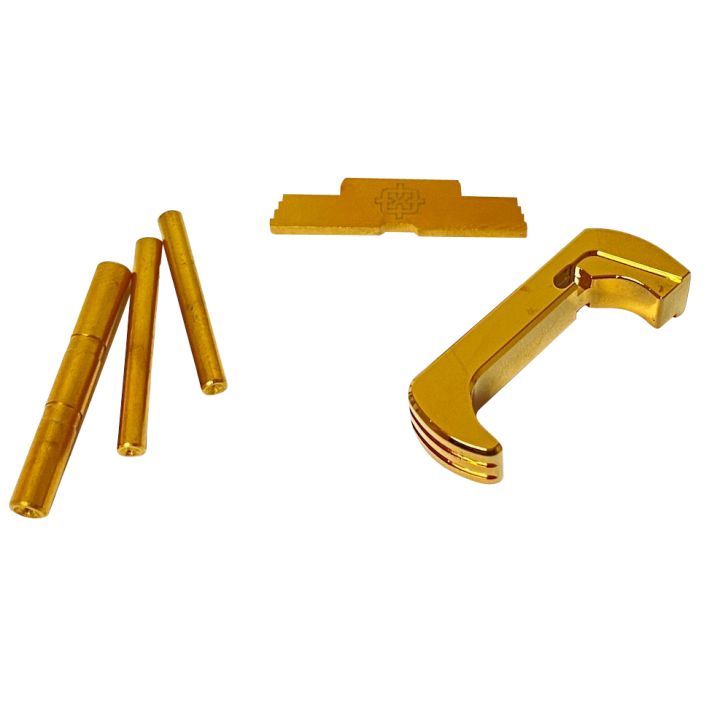 Cross Armory CRG5OKGD 3 Piece KitExtended Compatible w/ Glock 17/19/26/34 Gen5 Gold Anodized Steel/Aluminum