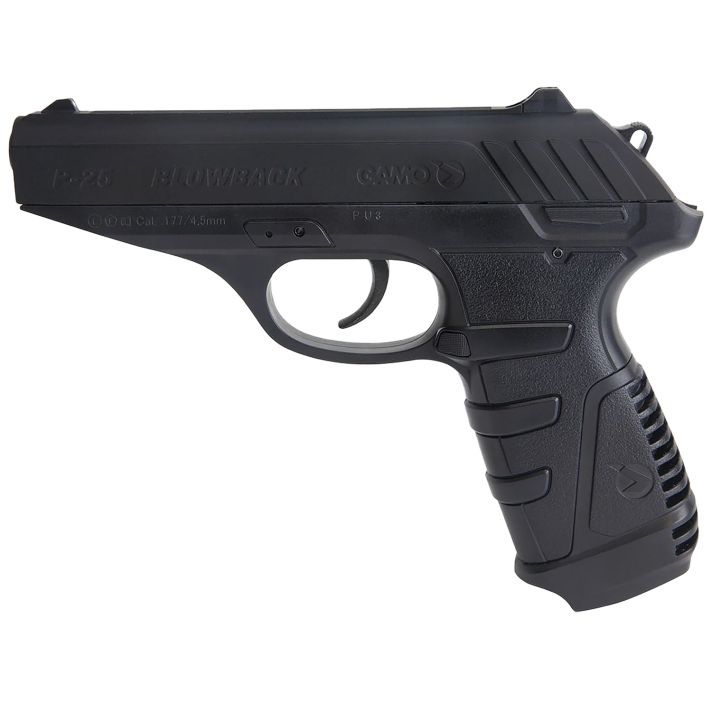 Gamo 611138054 P-25 Blowback Air Pistol CO2 177 16+1 Black Textured Polymer Grips