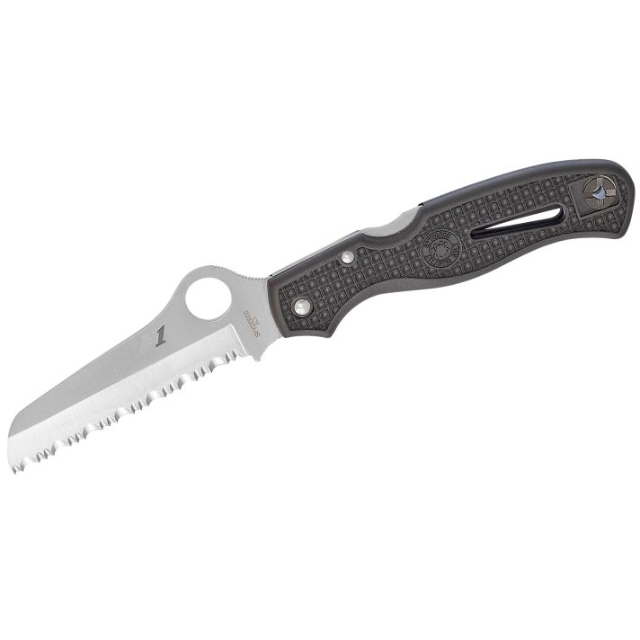 Spyderco C89SBK Atlantic Salt3.69" Folding Sheepsfoot Serrated H1 Steel Blade Black Molded FRN Handle Includes Pocket Clip